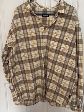 Patagonia Brown and Yellow Plaid Long-Sleeve Button-Down Shirt